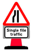 Portable Road Works | Road Cone Signs | 850x1000mm Single File Traffic Left