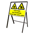 Stanchion Signs | Ice Warning | Caution Icy Conditions Freestanding Stanchion Sign